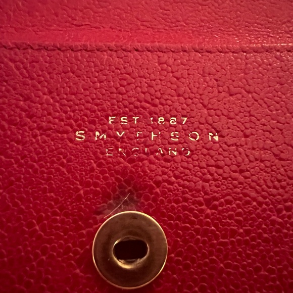 Smythson Leather Wallet - or Clutch - Red with Gold Accents - Picture 5 of 5